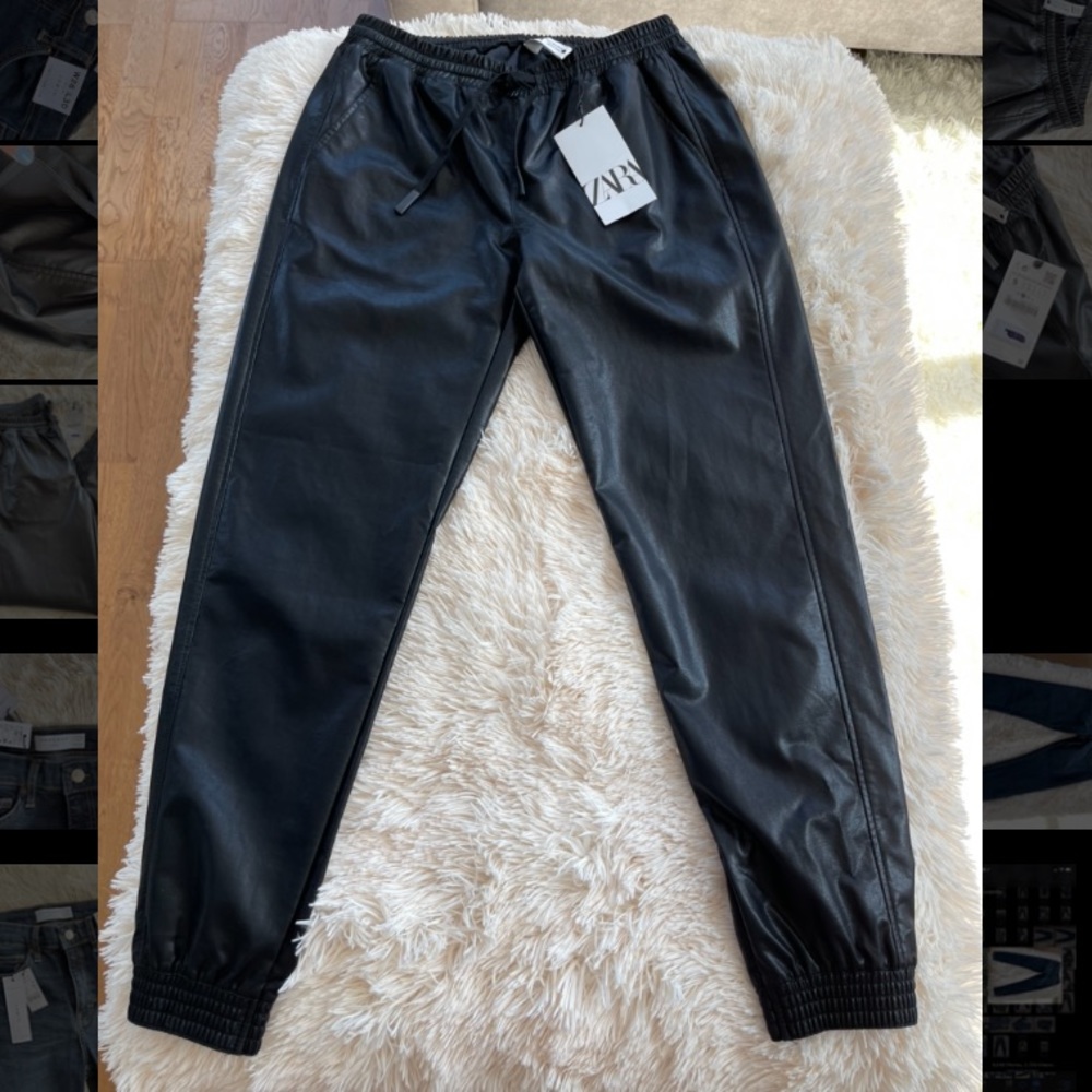 Zara Small Black Leather Joggers